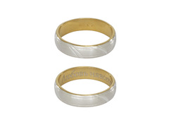 Серебряное обручальное кольцо с позолотой и надписью «Любовь навеки»